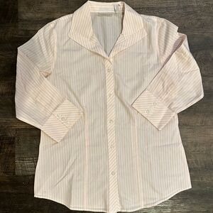 Chico's Pink White Pinstripe Blouse